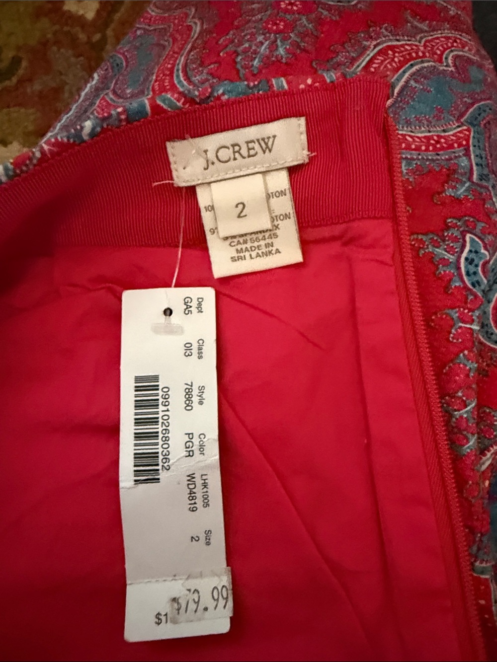 J. Crew Red & Teal Paisley Pencil Skirt - Picture 8 of 8